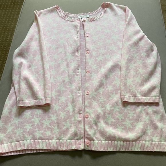 Christopher & Banks Ladies Cardigan. Size XL. Color.Pink with White Stars . - Picture 3 of 7